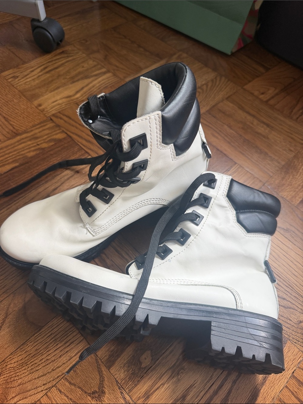 Kendall & Kylie White and Black Combat Boots